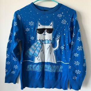 MAD Engine “Stay Chill” Cat Holiday Sweater